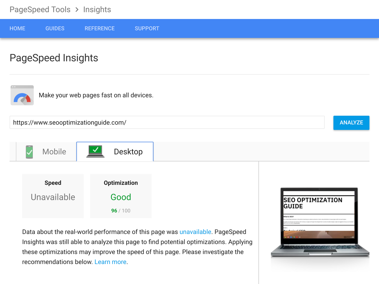 Technical seo 1.6.6 page speed tester